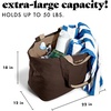 image:imageFit amp Fresh All The Things XL Beach Bag for Women Oversized Travel Tote  Zip Closure 3 Interior Pockets 1 Large Zip Pocket Dual Carry Handles Canvas Weekender  Pool College Laundry GroceriesChocolate