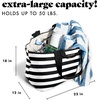 image:imageFit amp Fresh All The Things XL Beach Bag for Women Oversized Travel Tote  Zip Closure 3 Interior Pockets 1 Large Zip Pocket Dual Carry Handles Canvas Weekender  Pool College Laundry GroceriesBlack  White Stripe