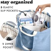image:imageFit amp Fresh All The Things XL Beach Bag for Women Oversized Travel Tote  Zip Closure 3 Interior Pockets 1 Large Zip Pocket Dual Carry Handles Canvas Weekender  Pool College Laundry GroceriesDenim Blue