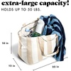 image:imageFit amp Fresh All The Things XL Beach Bag for Women Oversized Travel Tote  Zip Closure 3 Interior Pockets 1 Large Zip Pocket Dual Carry Handles Canvas Weekender  Pool College Laundry GroceriesTaupe Stripe