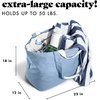 image:imageFit amp Fresh All The Things XL Beach Bag for Women Oversized Travel Tote  Zip Closure 3 Interior Pockets 1 Large Zip Pocket Dual Carry Handles Canvas Weekender  Pool College Laundry GroceriesDenim Blue