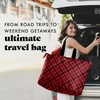 image:imageFit amp Fresh All The Things XL Beach Bag for Women Oversized Travel Tote  Zip Closure 3 Interior Pockets 1 Large Zip Pocket Dual Carry Handles Canvas Weekender  Pool College Laundry GroceriesRed Checkered