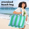 image:imageFit amp Fresh All The Things XL Beach Bag for Women Oversized Travel Tote  Zip Closure 3 Interior Pockets 1 Large Zip Pocket Dual Carry Handles Canvas Weekender  Pool College Laundry GroceriesBlue  Green Stripe