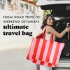 image:imageFit amp Fresh All The Things XL Beach Bag for Women Oversized Travel Tote  Zip Closure 3 Interior Pockets 1 Large Zip Pocket Dual Carry Handles Canvas Weekender  Pool College Laundry GroceriesPink  Orange Stripe