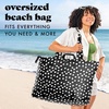 image:imageFit amp Fresh All The Things XL Beach Bag for Women Oversized Travel Tote  Zip Closure 3 Interior Pockets 1 Large Zip Pocket Dual Carry Handles Canvas Weekender  Pool College Laundry GroceriesBlack  White Dot