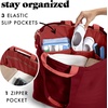 image:imageFit amp Fresh All The Things XL Beach Bag for Women Oversized Travel Tote  Zip Closure 3 Interior Pockets 1 Large Zip Pocket Dual Carry Handles Canvas Weekender  Pool College Laundry GroceriesCranberry