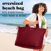 image:imageFit amp Fresh All The Things XL Beach Bag for Women Oversized Travel Tote  Zip Closure 3 Interior Pockets 1 Large Zip Pocket Dual Carry Handles Canvas Weekender  Pool College Laundry GroceriesCranberry