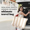 image:imageFit amp Fresh All The Things XL Beach Bag for Women Oversized Travel Tote  Zip Closure 3 Interior Pockets 1 Large Zip Pocket Dual Carry Handles Canvas Weekender  Pool College Laundry GroceriesTaupe Stripe