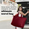 image:imageFit amp Fresh All The Things XL Beach Bag for Women Oversized Travel Tote  Zip Closure 3 Interior Pockets 1 Large Zip Pocket Dual Carry Handles Canvas Weekender  Pool College Laundry GroceriesCranberry