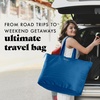image:imageFit amp Fresh All The Things XL Beach Bag for Women Oversized Travel Tote  Zip Closure 3 Interior Pockets 1 Large Zip Pocket Dual Carry Handles Canvas Weekender  Pool College Laundry GroceriesCobalt