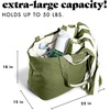 image:imageFit amp Fresh All The Things XL Beach Bag for Women Oversized Travel Tote  Zip Closure 3 Interior Pockets 1 Large Zip Pocket Dual Carry Handles Canvas Weekender  Pool College Laundry GroceriesOlive