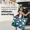 image:imageFit amp Fresh All The Things XL Beach Bag for Women Oversized Travel Tote  Zip Closure 3 Interior Pockets 1 Large Zip Pocket Dual Carry Handles Canvas Weekender  Pool College Laundry GroceriesNavy Hydrangeas