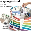 image:imageFit amp Fresh All The Things XL Beach Bag for Women Oversized Travel Tote  Zip Closure 3 Interior Pockets 1 Large Zip Pocket Dual Carry Handles Canvas Weekender  Pool College Laundry GroceriesColorful Stripe