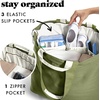 image:imageFit amp Fresh All The Things XL Beach Bag for Women Oversized Travel Tote  Zip Closure 3 Interior Pockets 1 Large Zip Pocket Dual Carry Handles Canvas Weekender  Pool College Laundry GroceriesOlive