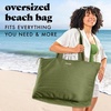 image:imageFit amp Fresh All The Things XL Beach Bag for Women Oversized Travel Tote  Zip Closure 3 Interior Pockets 1 Large Zip Pocket Dual Carry Handles Canvas Weekender  Pool College Laundry GroceriesOlive