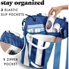 image:imageFit amp Fresh All The Things XL Beach Bag for Women Oversized Travel Tote  Zip Closure 3 Interior Pockets 1 Large Zip Pocket Dual Carry Handles Canvas Weekender  Pool College Laundry GroceriesCobalt Stripe