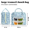 image:imageFit amp Fresh Bloomington Lunch Bag for Women  Insulated Large Lunch Box for Work with Containers LeakResistant StainResistant Zipper Closure Rowing Stripe BlueBlue Ditsy Flowers
