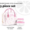image:imageFit amp Fresh Bloomington Lunch Bag for Women  Insulated Large Lunch Box for Work with Containers LeakResistant StainResistant Zipper Closure Rowing Stripe BlueSweet Floral Bows