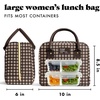 image:imageFit amp Fresh Bloomington Lunch Bag for Women  Insulated Large Lunch Box for Work with Containers LeakResistant StainResistant Zipper Closure Rowing Stripe BlueBrown and Tan Gingham