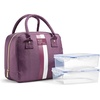 image:imageFit amp Fresh Bloomington Lunch Bag for Women  Insulated Large Lunch Box for Work with Containers LeakResistant StainResistant Zipper Closure Rowing Stripe BluePlum Stripe