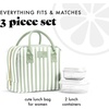 image:imageFit amp Fresh Bloomington Lunch Bag for Women  Insulated Large Lunch Box for Work with Containers LeakResistant StainResistant Zipper Closure Rowing Stripe BlueThick Stripe Sage