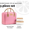 image:imageFit amp Fresh Bloomington Lunch Bag for Women  Insulated Large Lunch Box for Work with Containers LeakResistant StainResistant Zipper Closure Rowing Stripe BlueDusty Rose