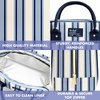 image:imageFit amp Fresh Bloomington Lunch Bag for Women  Insulated Large Lunch Box for Work with Containers LeakResistant StainResistant Zipper Closure Rowing Stripe BlueBlue Chunky Stripe