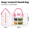 image:imageFit amp Fresh Bloomington Lunch Bag for Women  Insulated Large Lunch Box for Work with Containers LeakResistant StainResistant Zipper Closure Rowing Stripe BluePink Bows