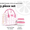 image:imageFit amp Fresh Bloomington Lunch Bag for Women  Insulated Large Lunch Box for Work with Containers LeakResistant StainResistant Zipper Closure Rowing Stripe BluePink Bows