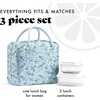 image:imageFit amp Fresh Bloomington Lunch Bag for Women  Insulated Large Lunch Box for Work with Containers LeakResistant StainResistant Zipper Closure Rowing Stripe BlueBlue Ditsy Flowers