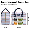 image:imageFit amp Fresh Bloomington Lunch Bag for Women  Insulated Large Lunch Box for Work with Containers LeakResistant StainResistant Zipper Closure Rowing Stripe BlueBlue Rowing Stripe