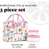 image:imageFit amp Fresh Bloomington Lunch Bag for Women  Insulated Large Lunch Box for Work with Containers LeakResistant StainResistant Zipper Closure Rowing Stripe BlueColor Bows  Flowers