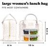 image:imageFit amp Fresh Bloomington Lunch Bag for Women  Insulated Large Lunch Box for Work with Containers LeakResistant StainResistant Zipper Closure Rowing Stripe BlueFeline Fine Ivory