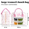 image:imageFit amp Fresh Bloomington Lunch Bag for Women  Insulated Large Lunch Box for Work with Containers LeakResistant StainResistant Zipper Closure Rowing Stripe BlueSweet Floral Bows
