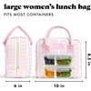image:imageFit amp Fresh Bloomington Lunch Bag for Women  Insulated Large Lunch Box for Work with Containers LeakResistant StainResistant Zipper Closure Rowing Stripe BluePink Wallpaper Bows
