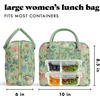 image:imageFit amp Fresh Bloomington Lunch Bag for Women  Insulated Large Lunch Box for Work with Containers LeakResistant StainResistant Zipper Closure Rowing Stripe BlueSage Bows  Flowers
