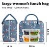image:imageFit amp Fresh Bloomington Lunch Bag for Women  Insulated Large Lunch Box for Work with Containers LeakResistant StainResistant Zipper Closure Rowing Stripe BlueDenim Bows