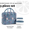 image:imageFit amp Fresh Bloomington Lunch Bag for Women  Insulated Large Lunch Box for Work with Containers LeakResistant StainResistant Zipper Closure Rowing Stripe BlueDenim Bows