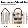 image:imageFit amp Fresh Bloomington Lunch Bag for Women  Insulated Large Lunch Box for Work with Containers LeakResistant StainResistant Zipper Closure Rowing Stripe BlueTaupe Stripe