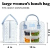 image:imageFit amp Fresh Bloomington Lunch Bag for Women  Insulated Large Lunch Box for Work with Containers LeakResistant StainResistant Zipper Closure Rowing Stripe BlueBlue Wallpaper Bows