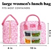 image:imageFit amp Fresh Bloomington Lunch Bag for Women  Insulated Large Lunch Box for Work with Containers LeakResistant StainResistant Zipper Closure Rowing Stripe BluePink Doodle Hearts