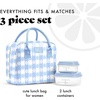image:imageFit amp Fresh Bloomington Lunch Bag for Women  Insulated Large Lunch Box for Work with Containers LeakResistant StainResistant Zipper Closure Rowing Stripe BlueCornflower Blue Picnic