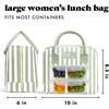 image:imageFit amp Fresh Bloomington Lunch Bag for Women  Insulated Large Lunch Box for Work with Containers LeakResistant StainResistant Zipper Closure Rowing Stripe BlueThick Stripe Sage