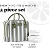 image:imageFit amp Fresh Bloomington Lunch Bag for Women  Insulated Large Lunch Box for Work with Containers LeakResistant StainResistant Zipper Closure Rowing Stripe BlueOlive Green Ticking Stripe
