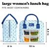 image:imageFit amp Fresh Bloomington Lunch Bag for Women  Insulated Large Lunch Box for Work with Containers LeakResistant StainResistant Zipper Closure Rowing Stripe BlueTiny Blue Flowers
