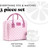 image:imageFit amp Fresh Bloomington Lunch Bag for Women  Insulated Large Lunch Box for Work with Containers LeakResistant StainResistant Zipper Closure Rowing Stripe BluePink Tiny Flowers