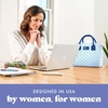 image:imageFit amp Fresh Bloomington Lunch Bag for Women  Insulated Large Lunch Box for Work with Containers LeakResistant StainResistant Zipper Closure Rowing Stripe BlueTiny Blue Flowers