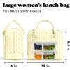 image:imageFit amp Fresh Bloomington Lunch Bag for Women  Insulated Large Lunch Box for Work with Containers LeakResistant StainResistant Zipper Closure Rowing Stripe BlueYellow Tiny Flowers