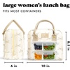 image:imageFit amp Fresh Bloomington Lunch Bag for Women  Insulated Large Lunch Box for Work with Containers LeakResistant StainResistant Zipper Closure Rowing Stripe BlueIvory Bow