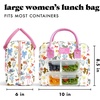 image:imageFit amp Fresh Bloomington Lunch Bag for Women  Insulated Large Lunch Box for Work with Containers LeakResistant StainResistant Zipper Closure Rowing Stripe BlueColor Bows  Flowers
